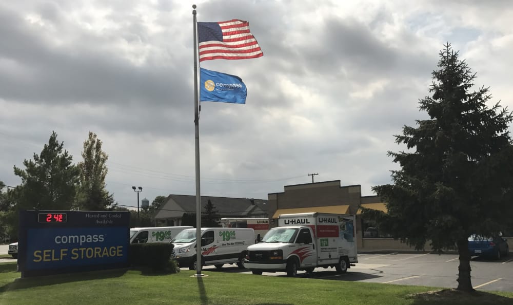 Exterior view of Compass Self Storage in Shelby Township, MI