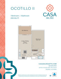 The Ocotillo II floor plan image at Casa del Rio in Peoria, Arizona