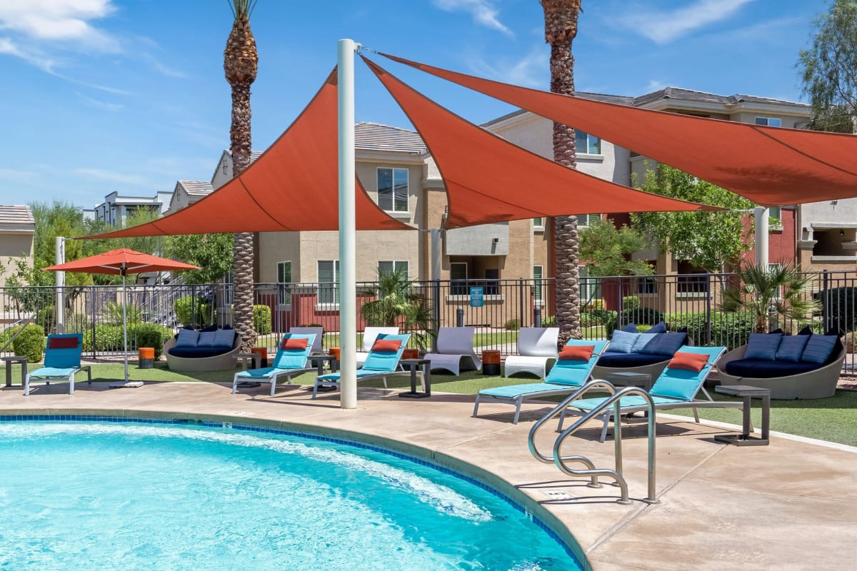 Resort-style swimming pool at Volta on Broadway, Tempe, Arizona