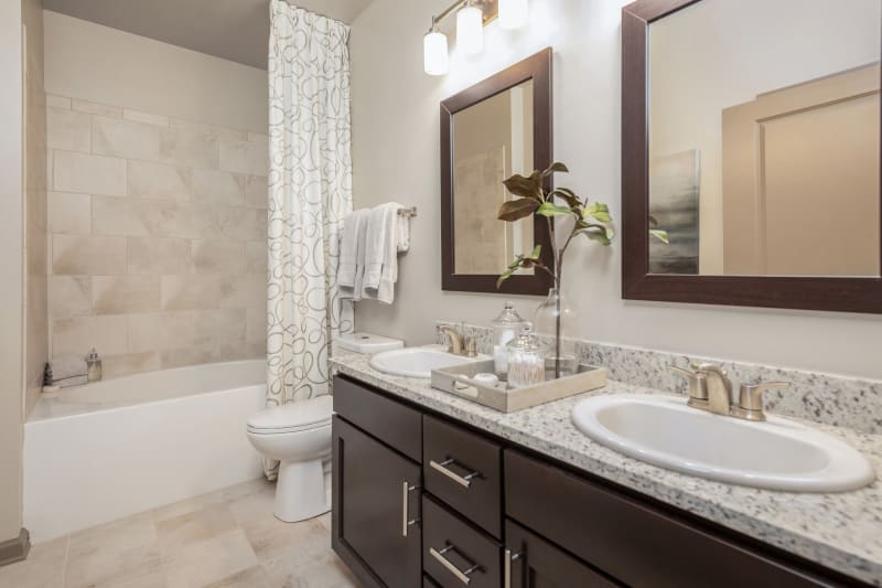 Bright bathroom at The District in Charlotte, North Carolina