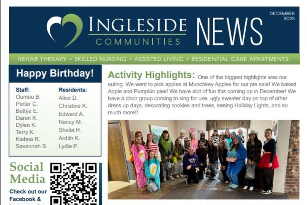 December 2025 Newsletter at Ingleside Communities in Mount Horeb, Wisconsin