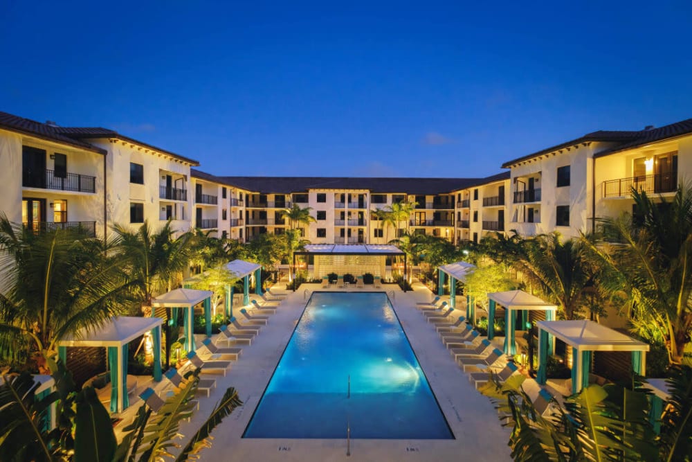 Luxury resort-style pool at The Residences at Monterra Commons in Cooper City, Florida