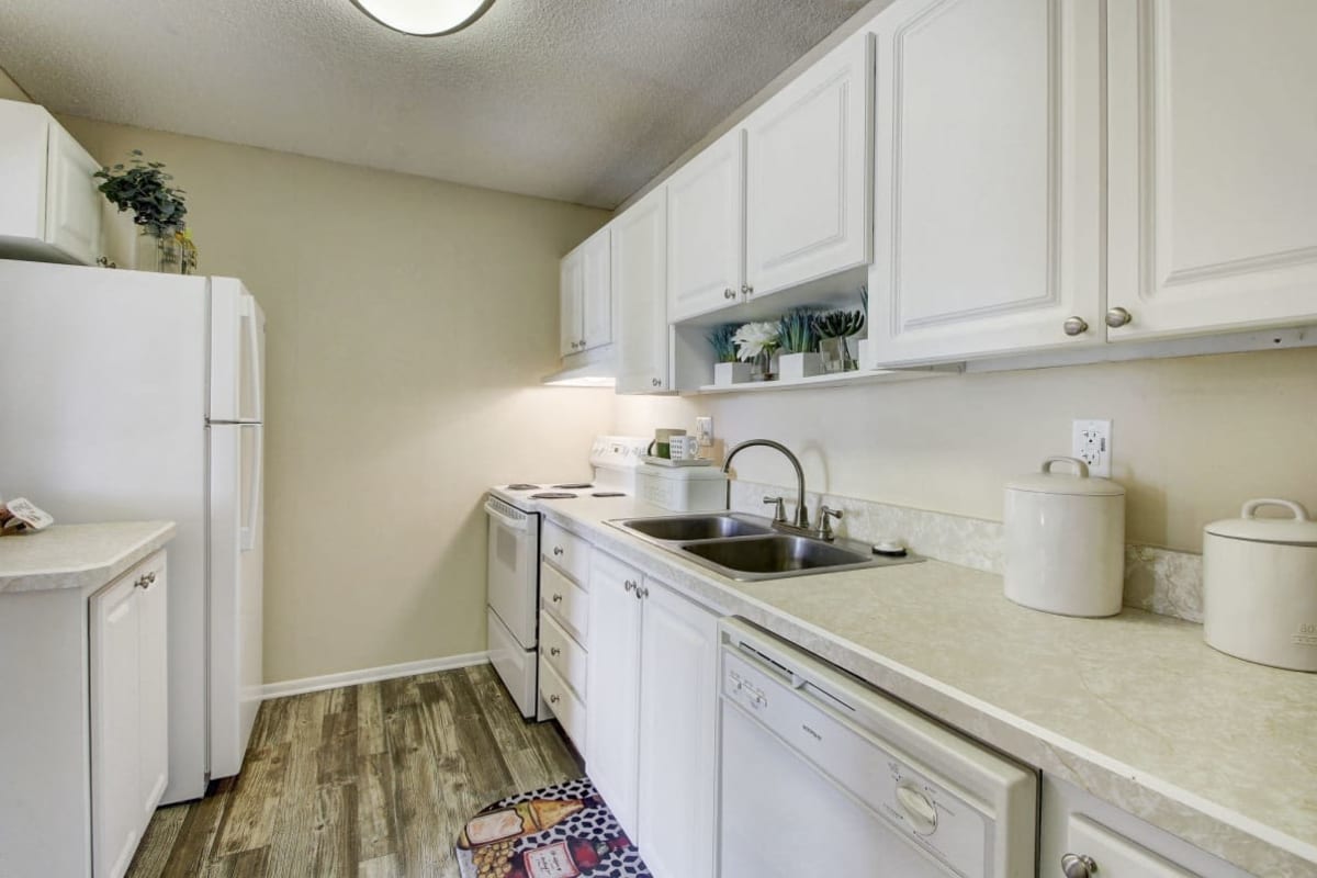 Apartment kitchen at Derby Park Apartments in Daytona Beach, Florida