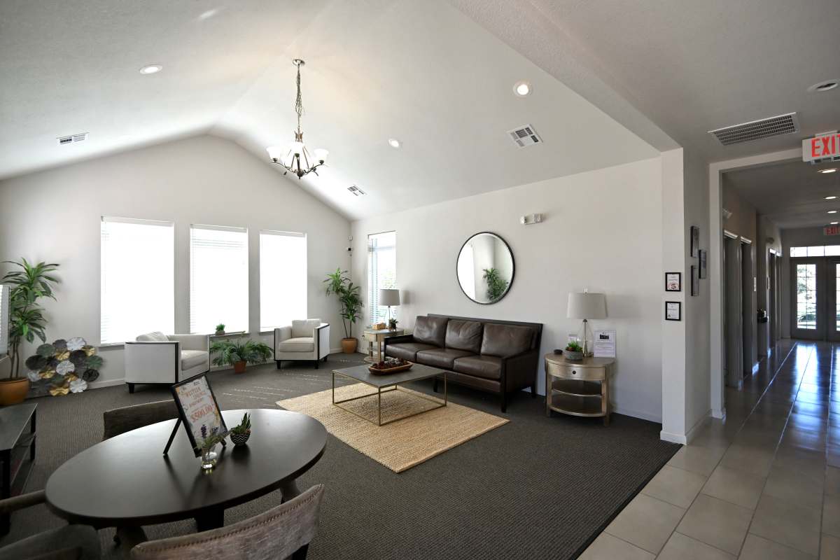 Clubhouse seating space at Western Springs in Dripping Springs, Texas