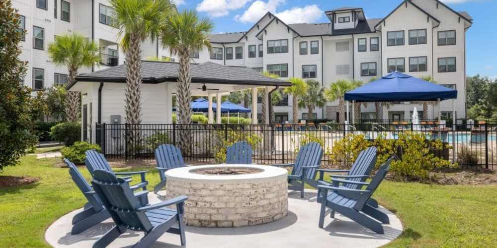 Outdoor firepit at Palmetto Exchange in Ladson, South Carolina