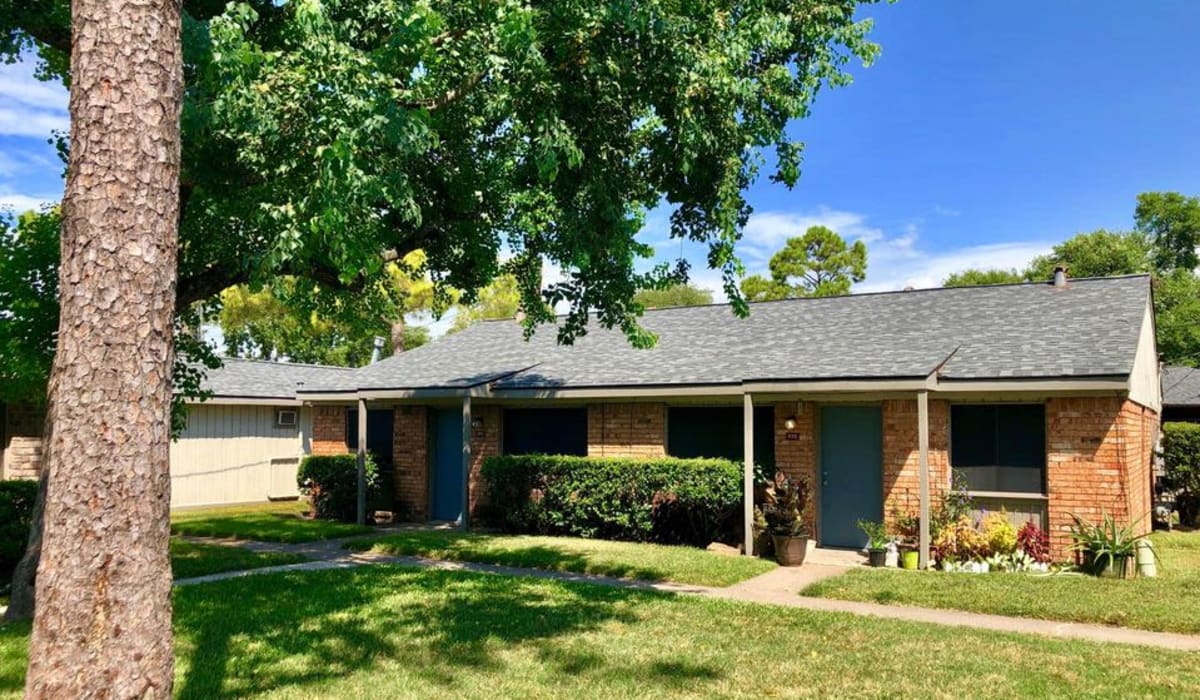 Exterior view of brick building at Donovan Village in Houston, Texas