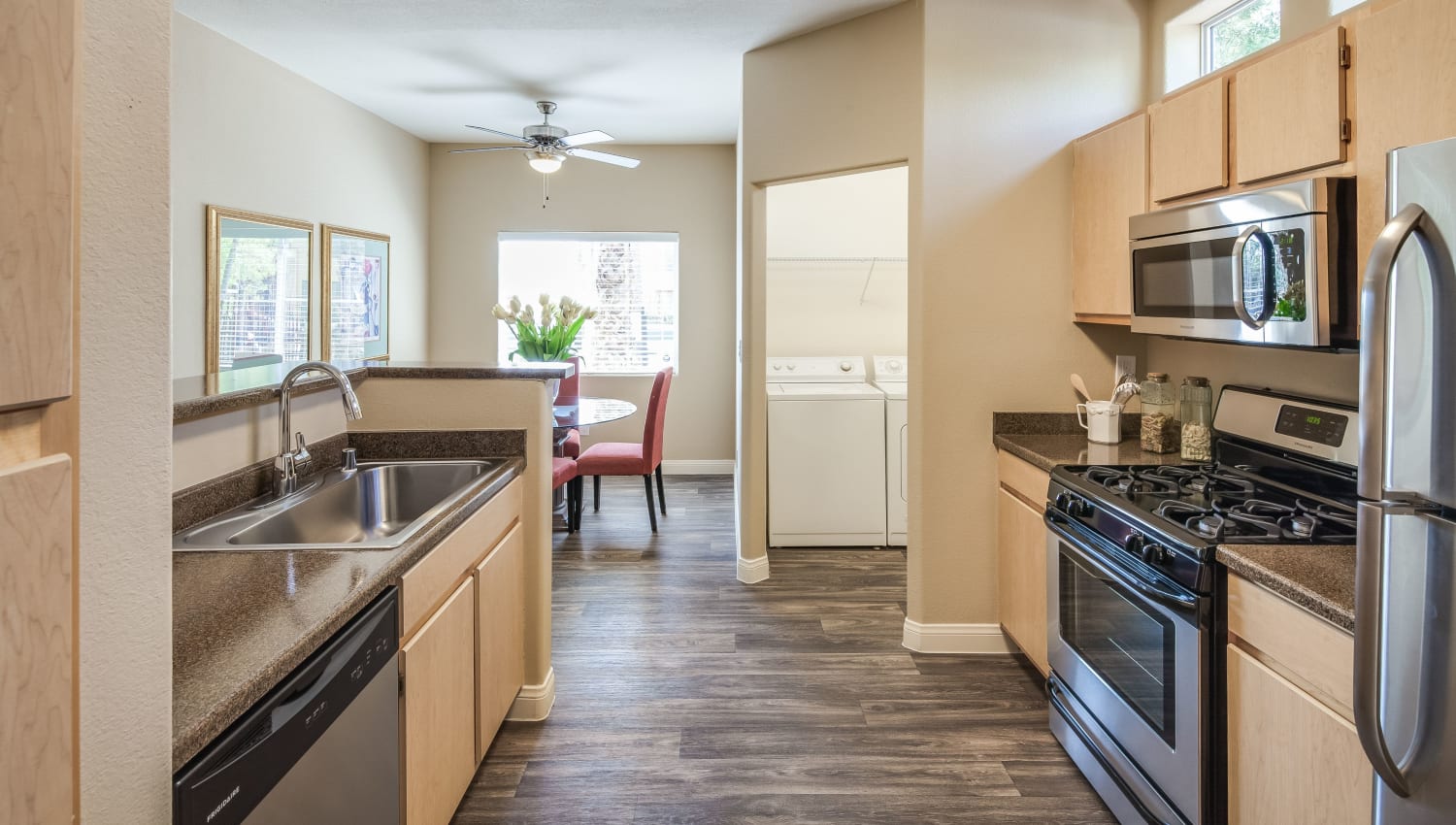 Model kitchen at Durango Canyon Apartments in Las Vegas, Nevada