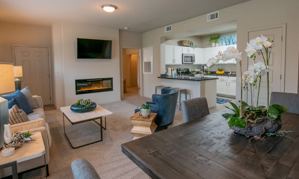 Living room at Stonehorse Crossing Apartments in Oklahoma City, Oklahoma