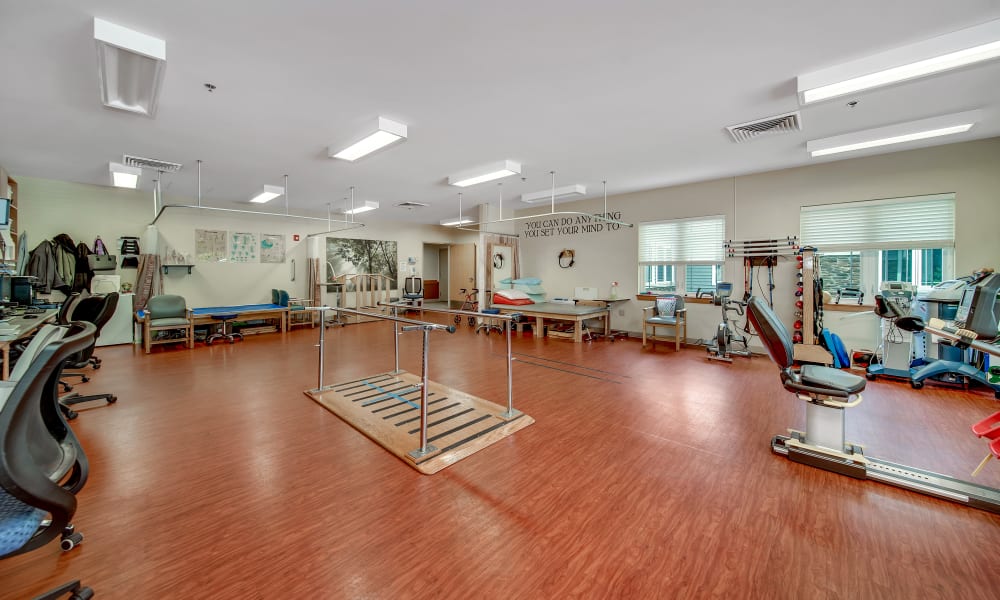 Fully equipped therapy gym at Ingleside Communities in Mount Horeb, Wisconsin