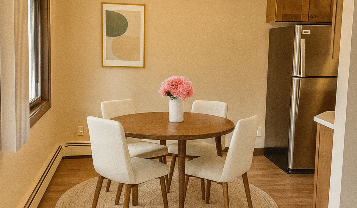 Kitchen and dining area at Cedars of Edina in Edina, Minnesota