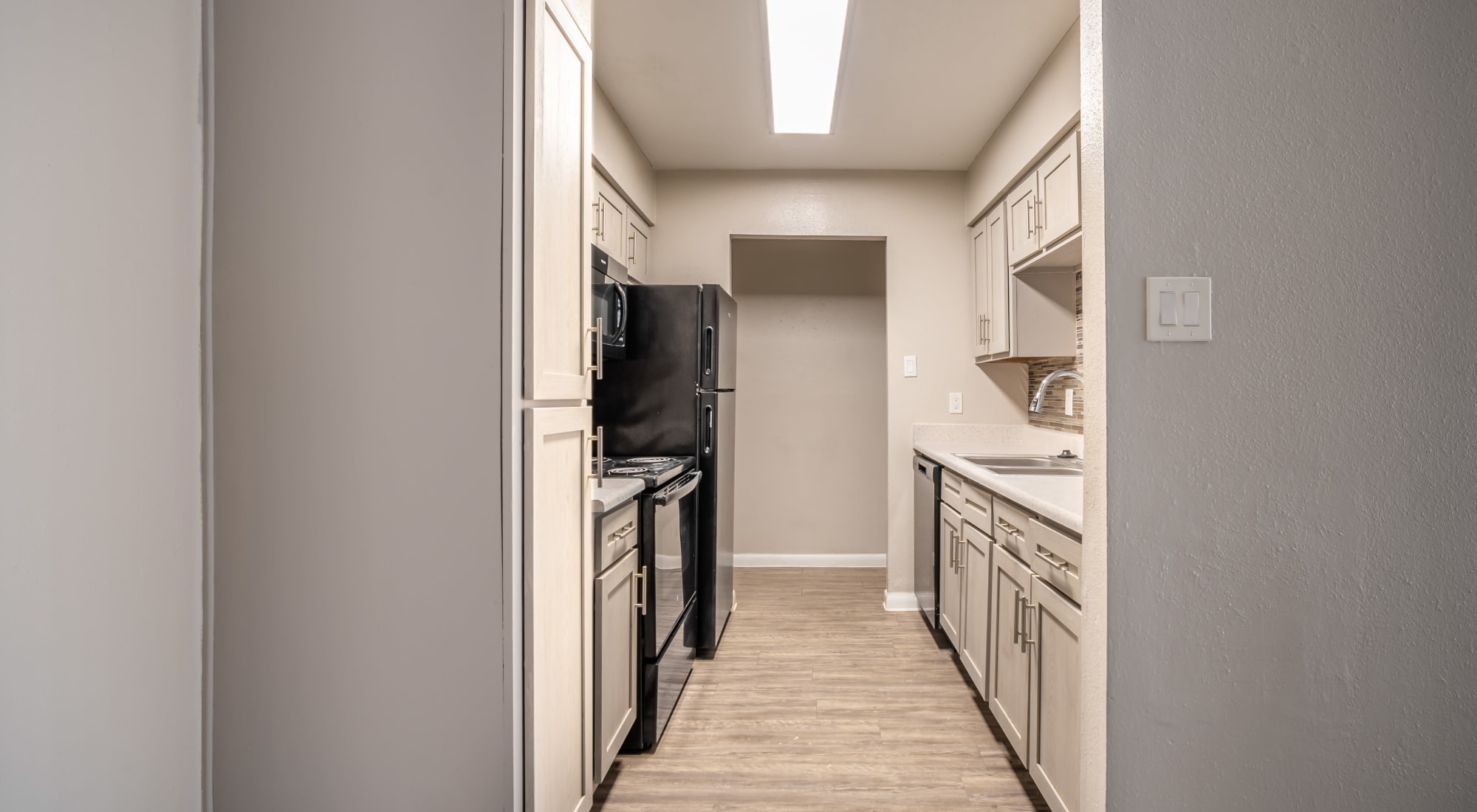 Kitchen hallway at Silvermine in Victoria, Texas