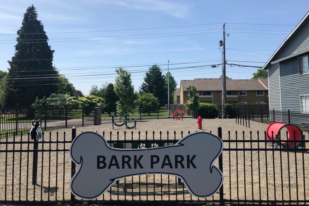 Have fun with your furry friend in the dog park at Walnut Grove Landing Apartments in Vancouver, Washington