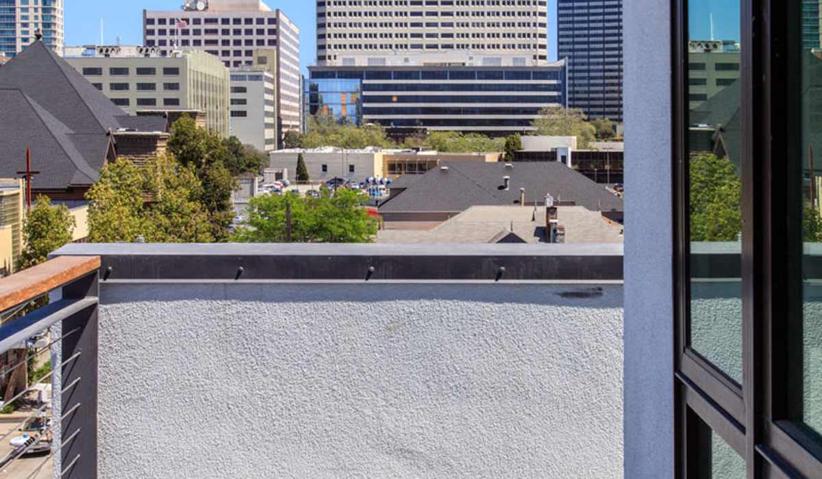 Balcony view at The Moran in Oakland, California