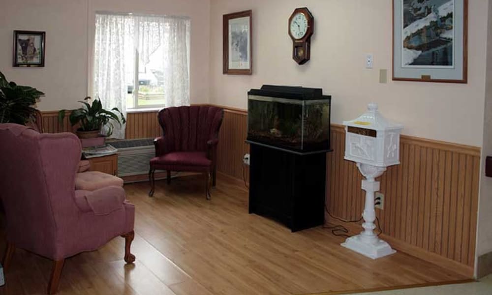 Private sitting area with fishtank at Montello Care Center in Montello, Wisconsin