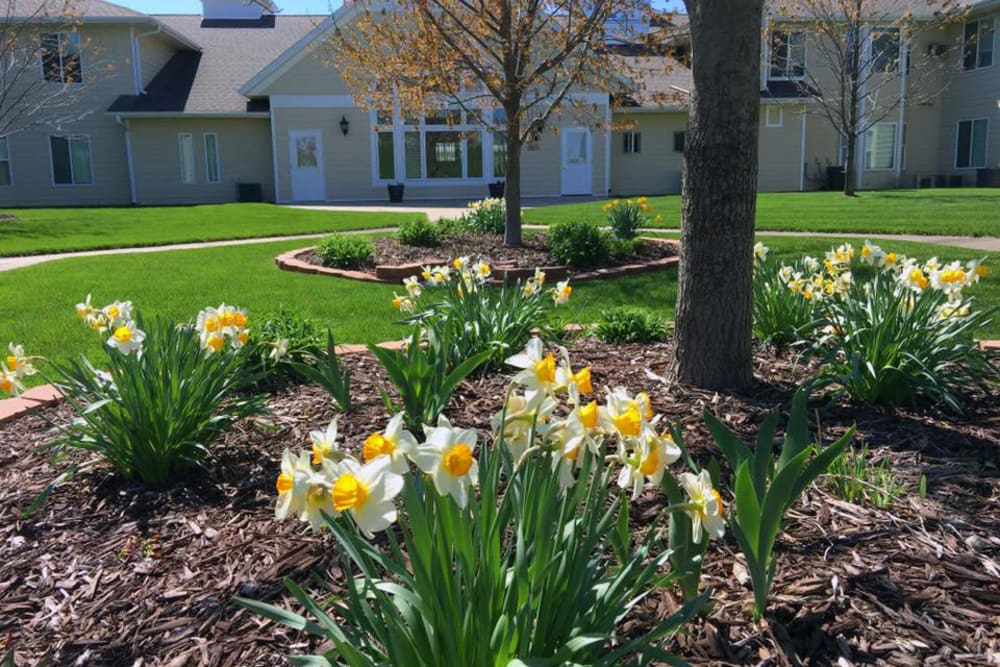 The courtyard garden at Meadow Ridge Senior Living in Moberly, Missouri