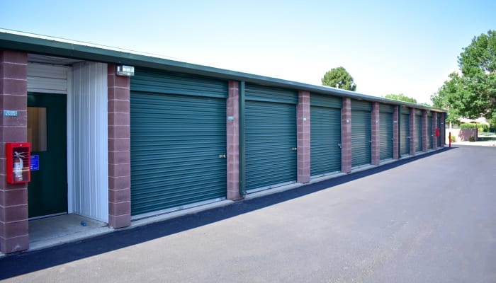 The front of exterior storage units at STOR-N-LOCK Self Storage in Thornton, Colorado