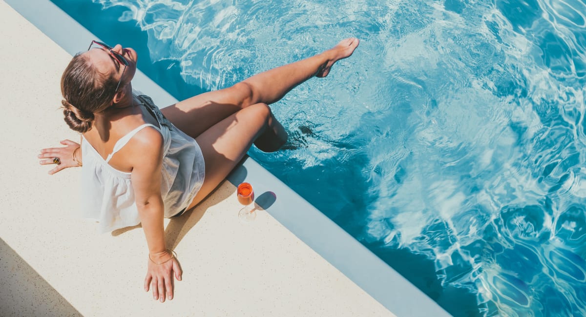 Resident relaxing poolside at Parallel 36 at Jailette in Atlanta, Georgia