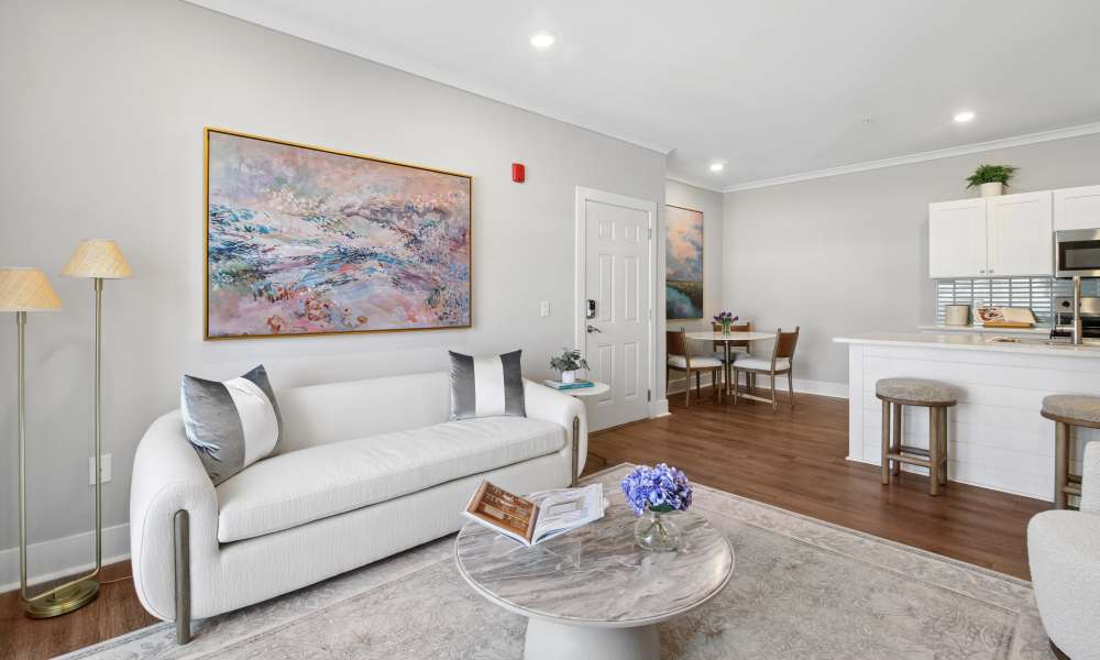 An apartment living room at Everett at Port Wentworth in Port Wentworth, Georgia