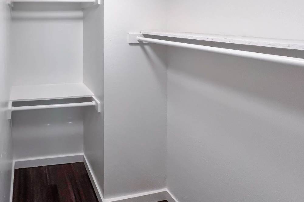 Walk-in closet in bathroom at Quail Run in Oklahoma City, Oklahoma 