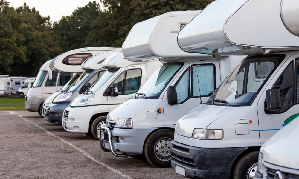 RVs parked at Cedartree Management Company in Vancouver, Washington