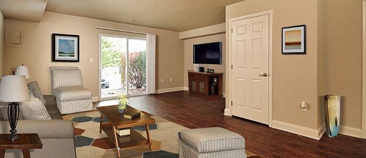 Spacious living room at The Village of Laurel Ridge in Harrisburg, Pennsylvania
