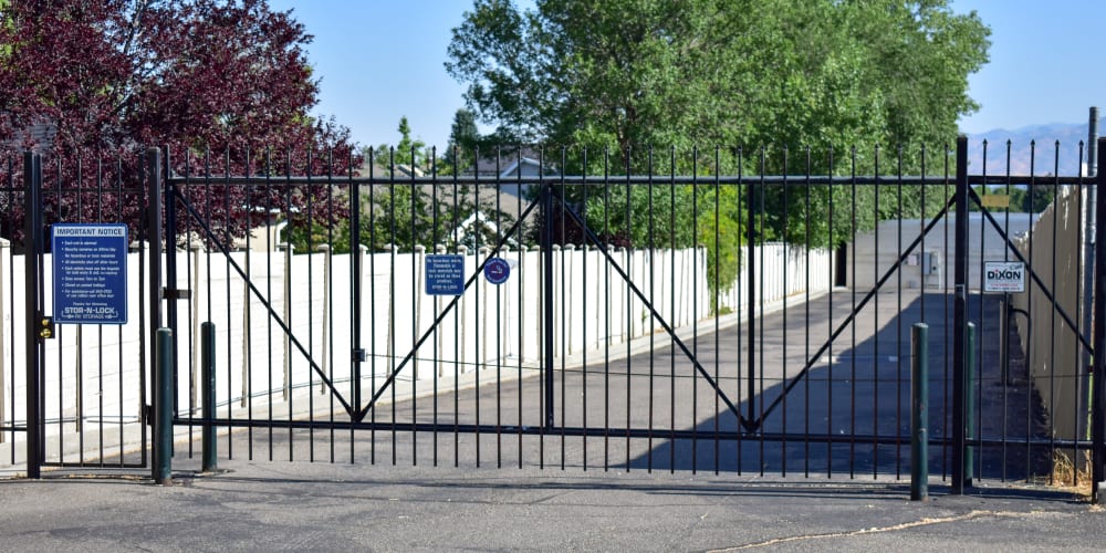 The front gate at STOR-N-LOCK Self Storage in Cottonwood Heights, Utah