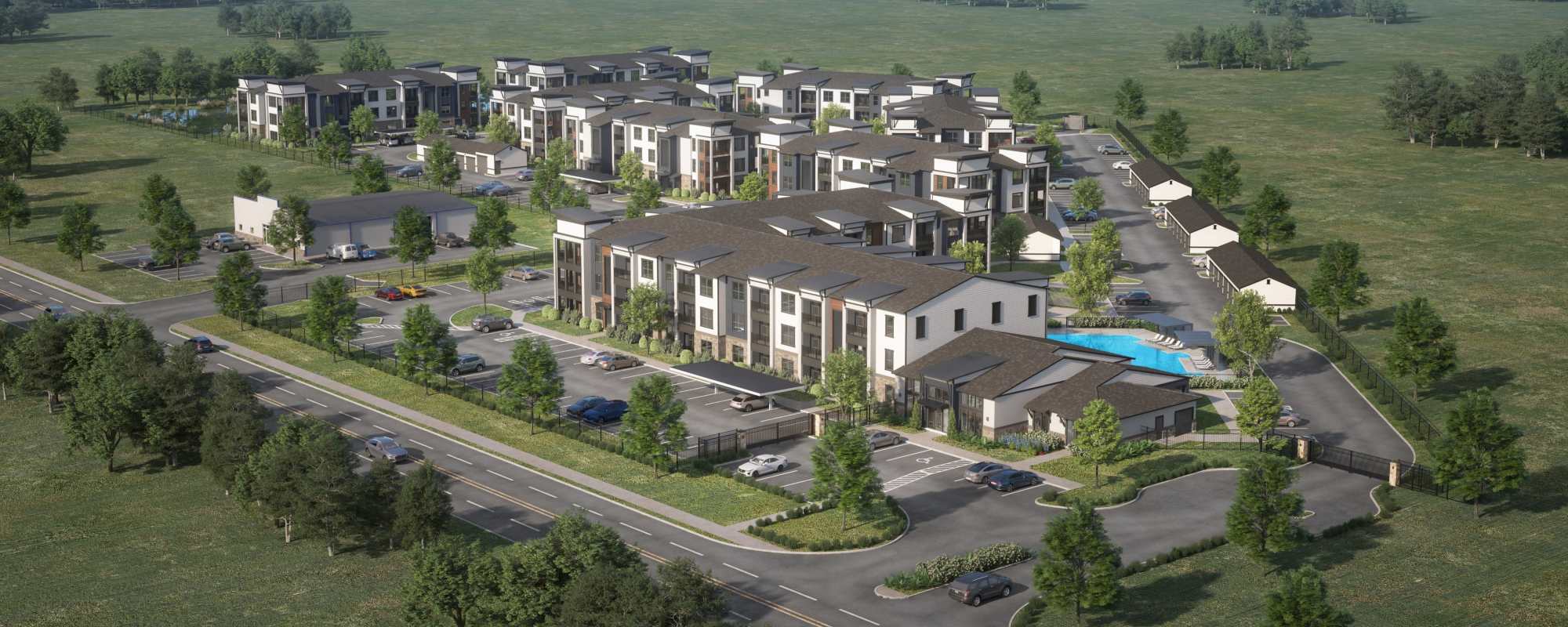 Community Aerial View of NorthPark Apartment Homes in Gainesville, Texas