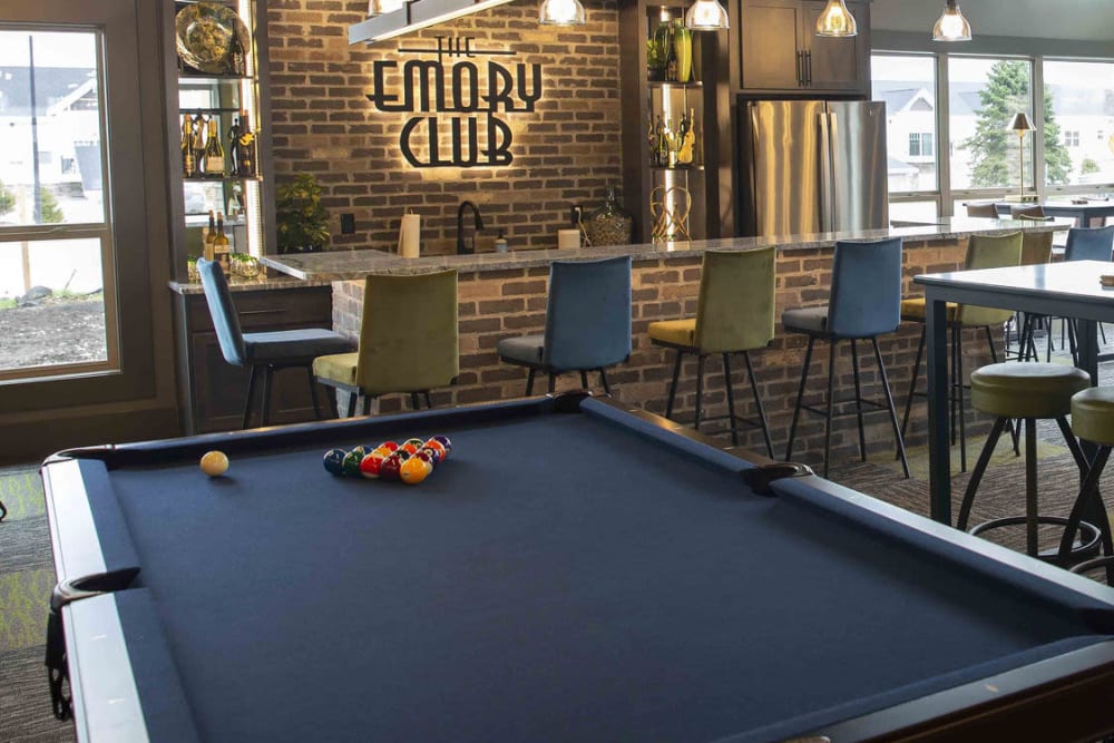 Clubhouse with pool table at The Emory Altoona