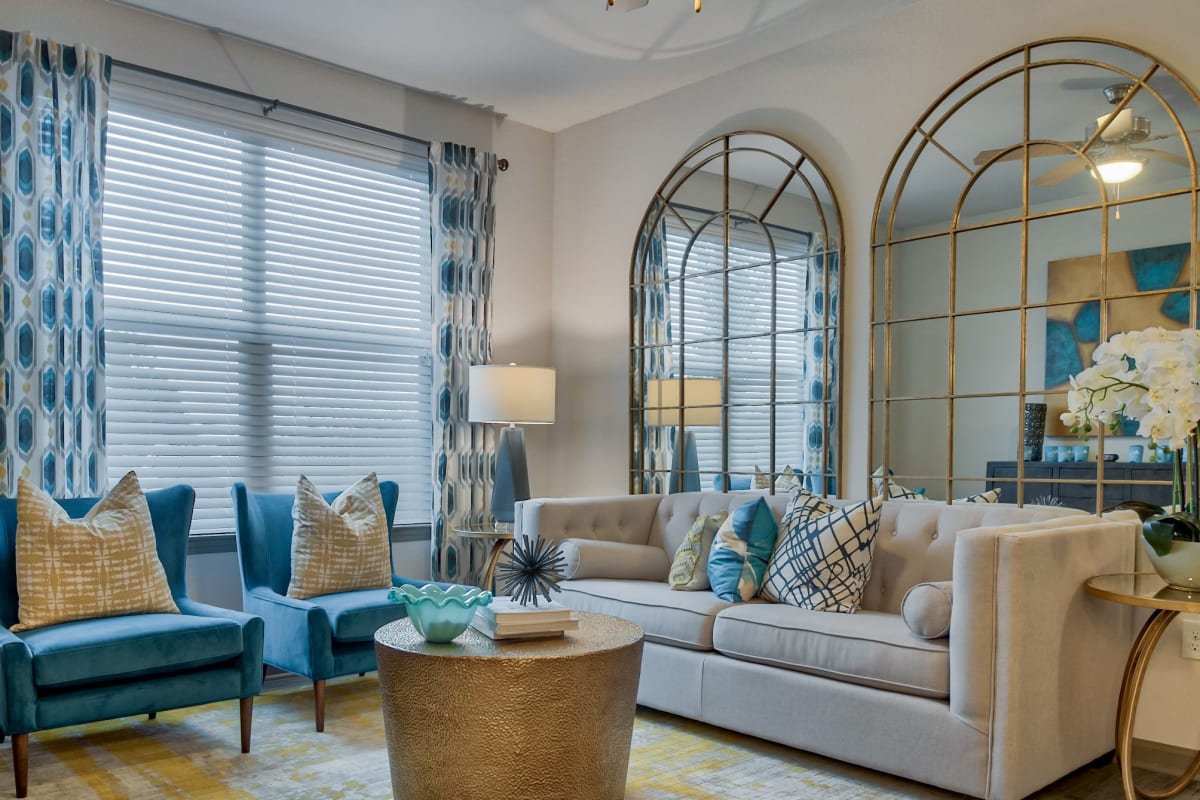 Apartment living room at Parc at Bentonville in Bentonville, Arkansas
