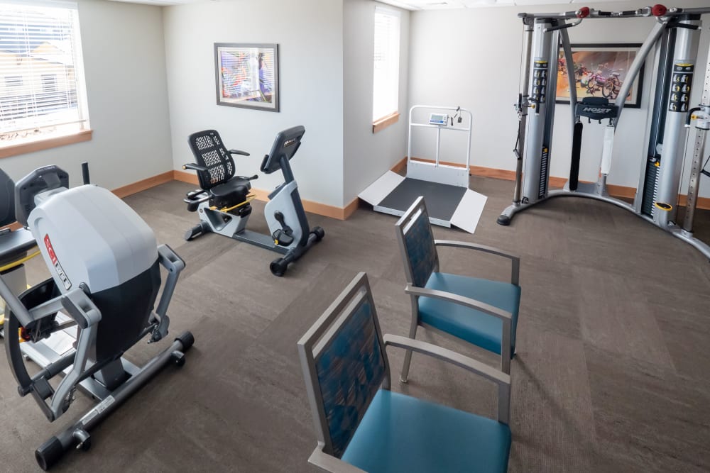 Fitness center at Pear Valley Senior Living in Central Point, Oregon