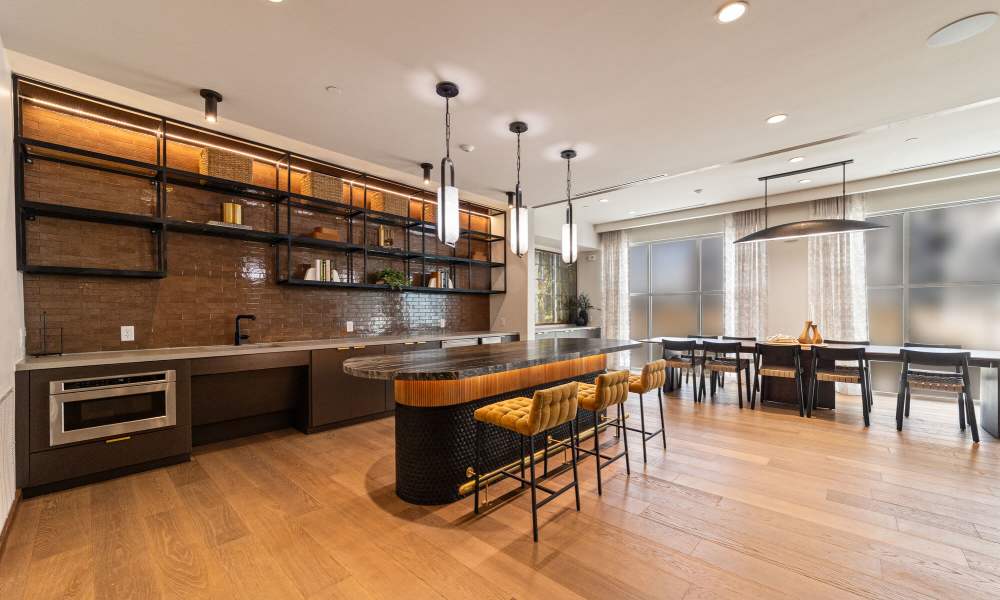 Kitchen with built-in kitchen at Main and Mill in Lewisville,Texas