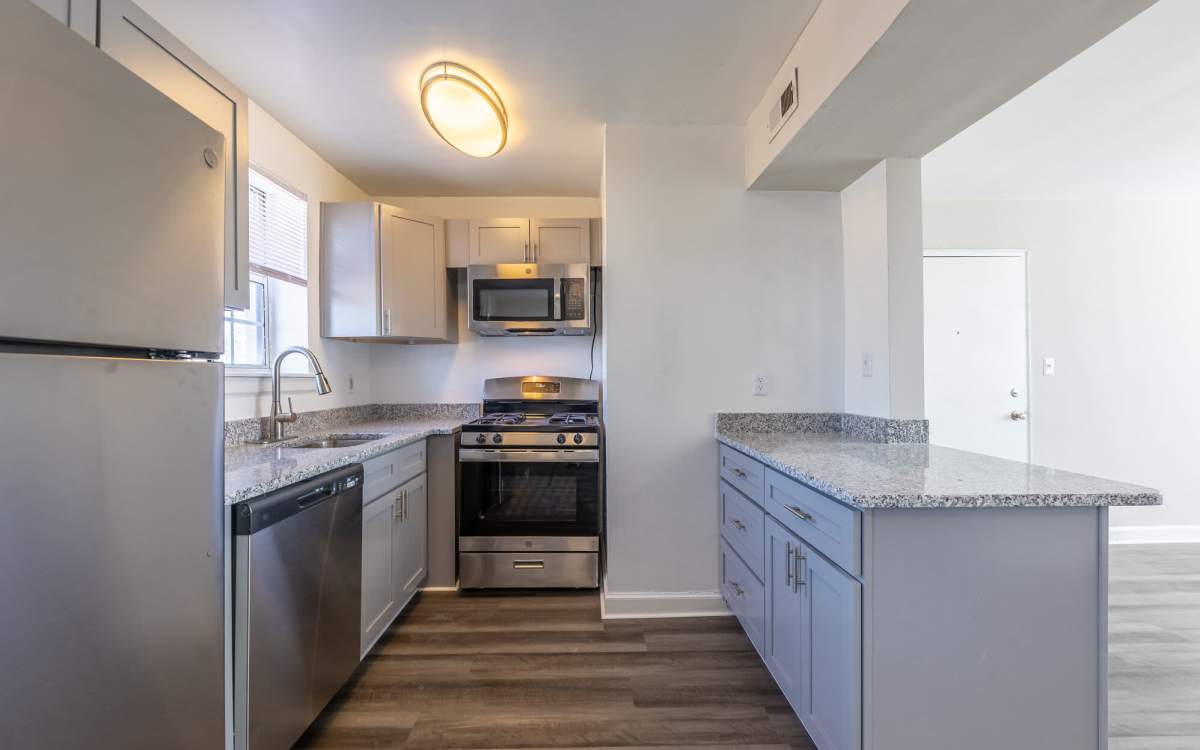 Stainless-steel appliances in the kitchen at Parkwood Manor in Norfolk, Virginia
