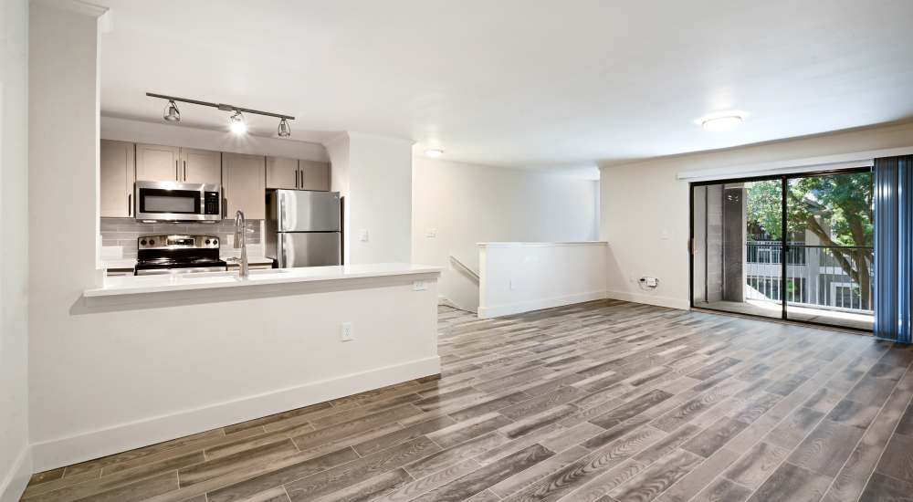 Unfurnished apartment with wood-style flooring at Seacrest in Katy, Texas