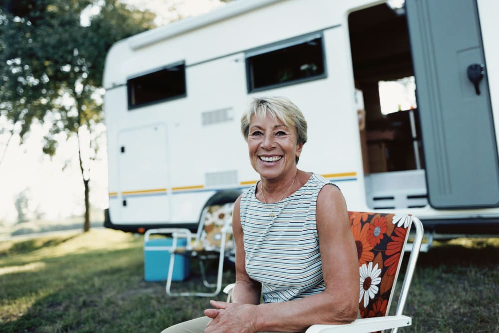 A women enjoying her RV out of storage at Van Mall Storage in Vancouver, Washington