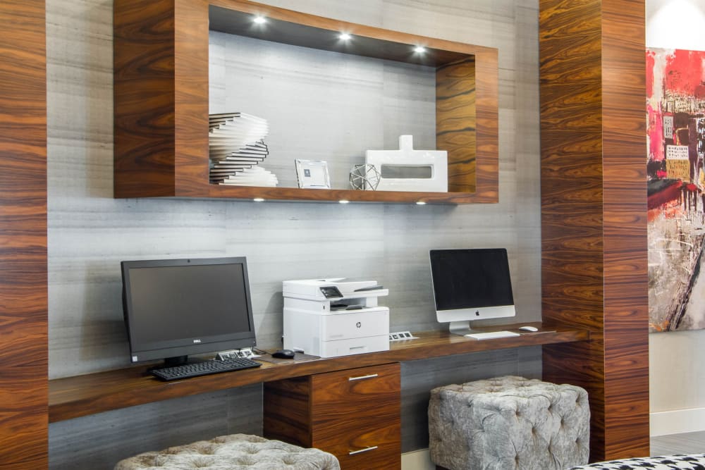 Business center at Luzano in Pompano Beach, Florida