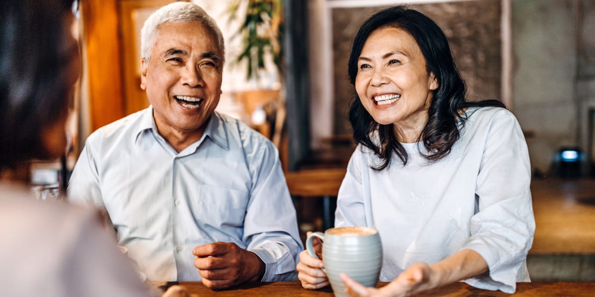 Residents enjoying a cup of coffee near Marquis Cresta Bella in San Antonio, Texas