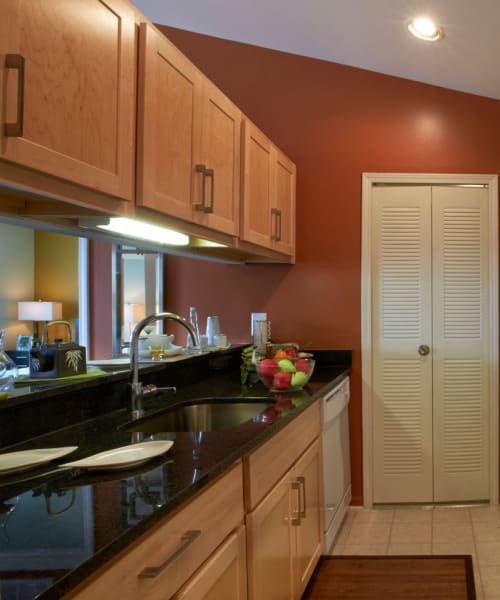 Beautifully designed kitchen at Lakeside Terraces in Sterling Heights, Michigan