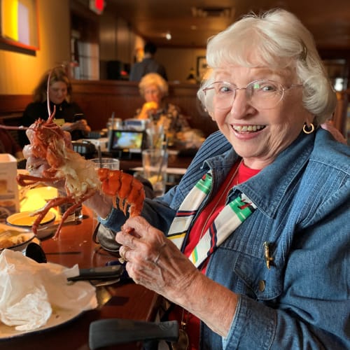 smiling resident at The Foothills Retirement Community in SC, South Carolina. 