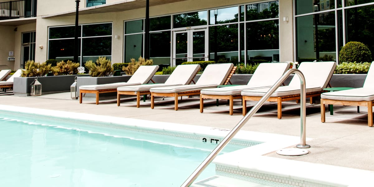 Poolside seating at YOO on the Park in Atlanta, Georgia