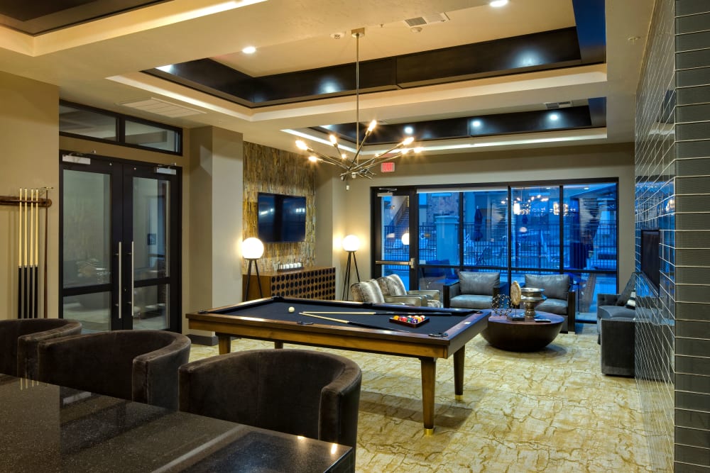 Billiards table and much more in the expansive game room at Olympus Alameda in Albuquerque, New Mexico