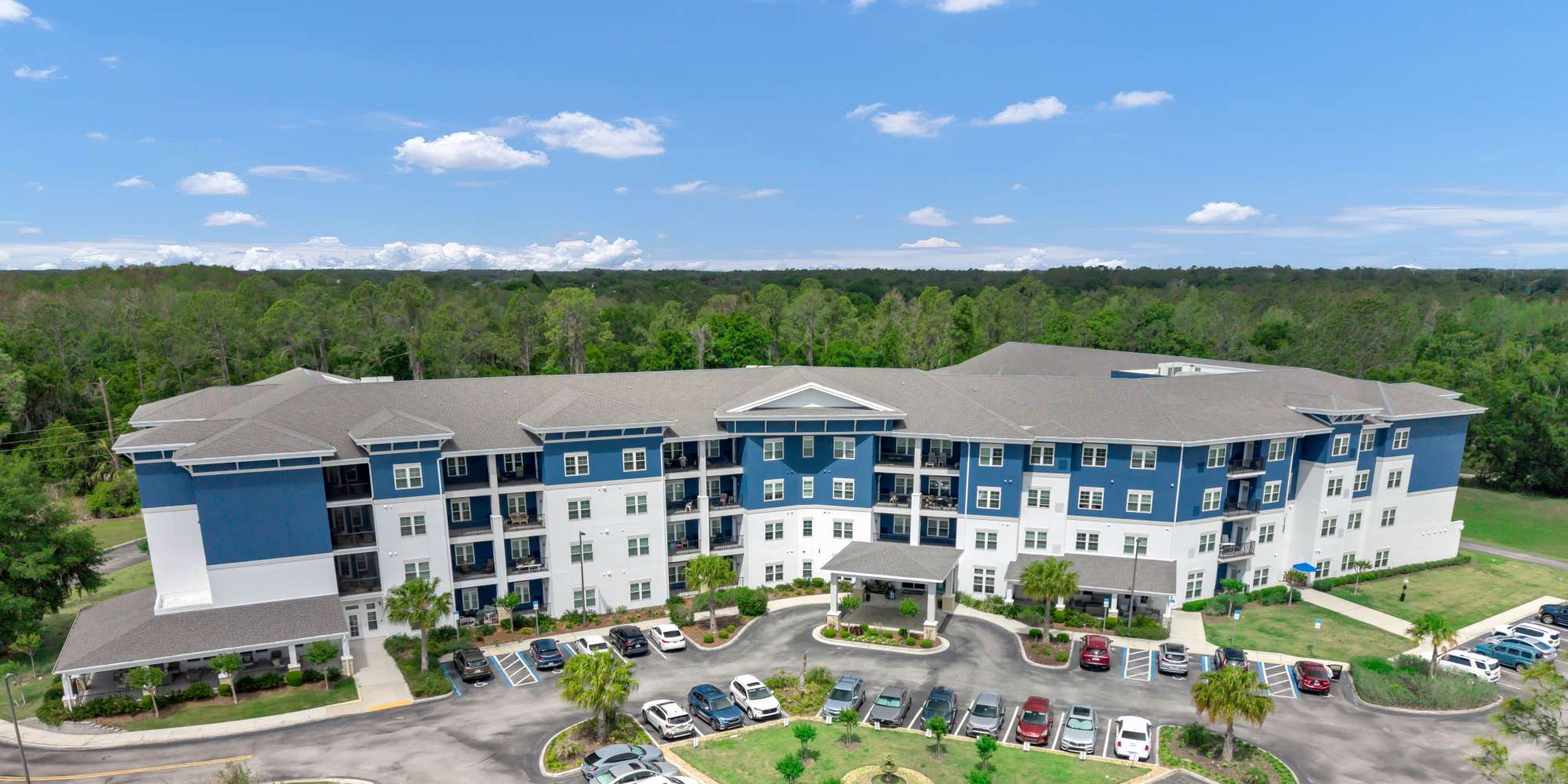 Updated Exterior of main building at Keystone Place at Terra Bella in Land O' Lakes, Florida. 
