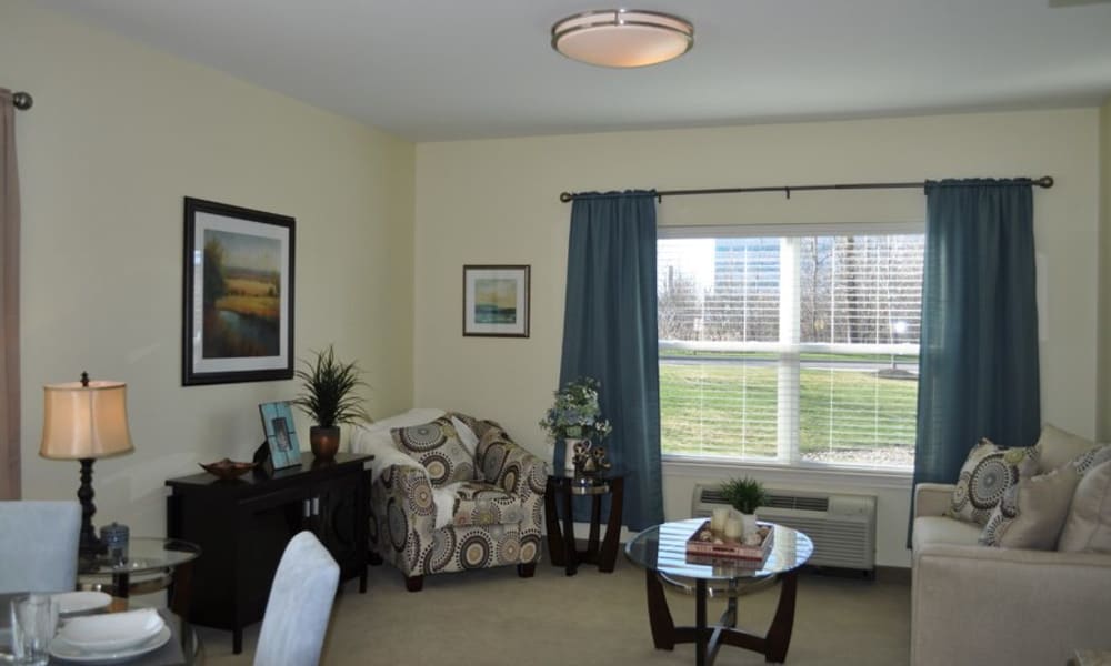 Living room in an apartment at Governor's Village in Mayfield Village, Ohio