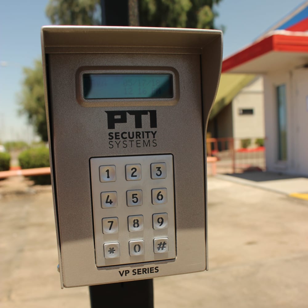 Security keypad at Trojan Storage in Tempe, Arizona