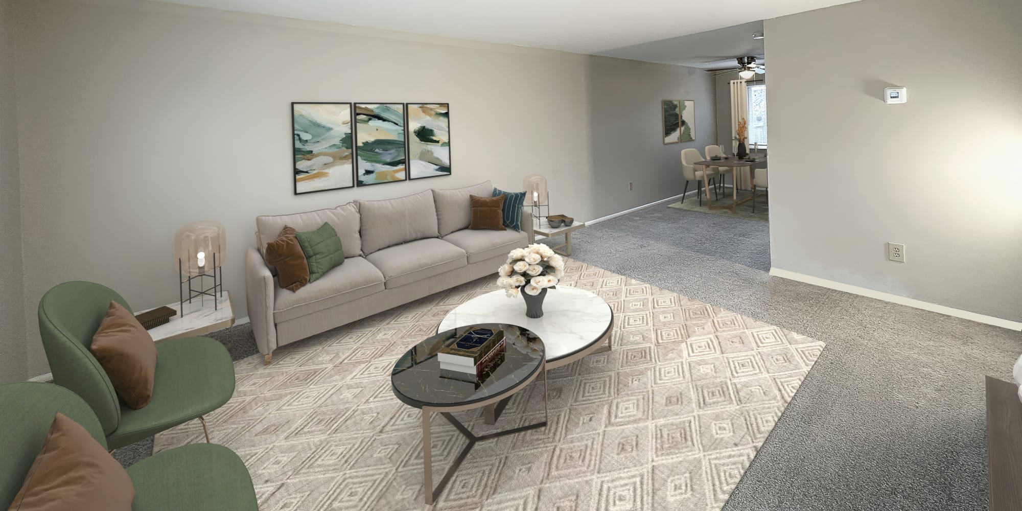 Main living area at Eden at Bexley Crossing in Columbus, Ohio