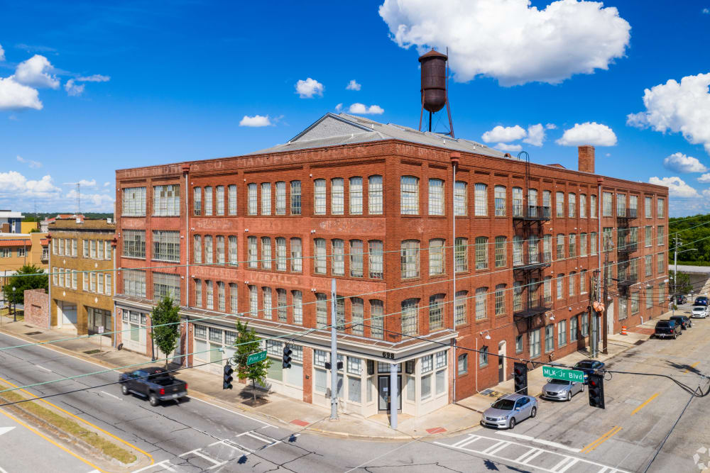 Beautiful brick exterior at Broadway Lofts in Macon, Georgia