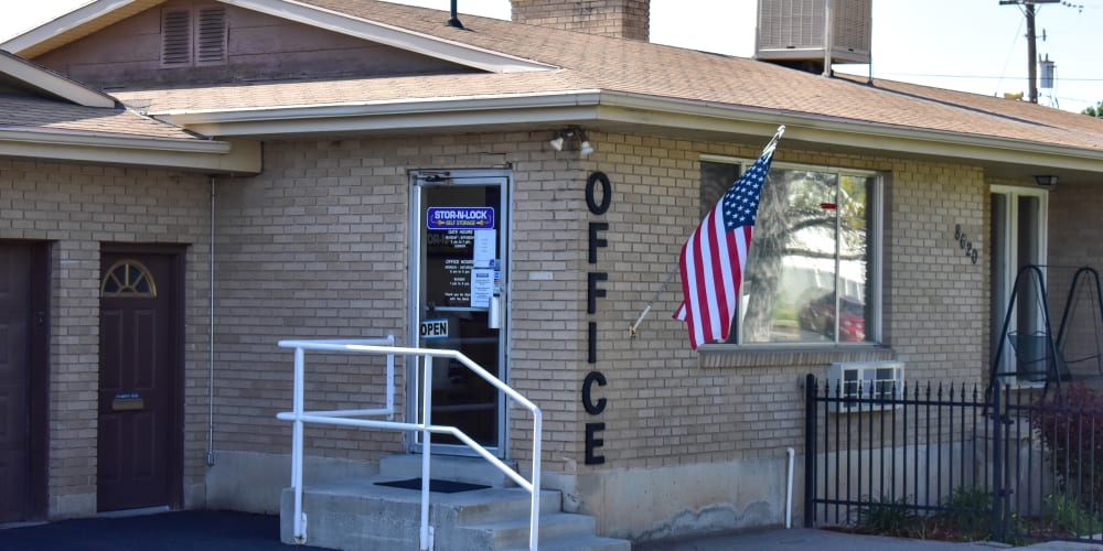 The front entrance to STOR-N-LOCK Self Storage in Sandy, Utah