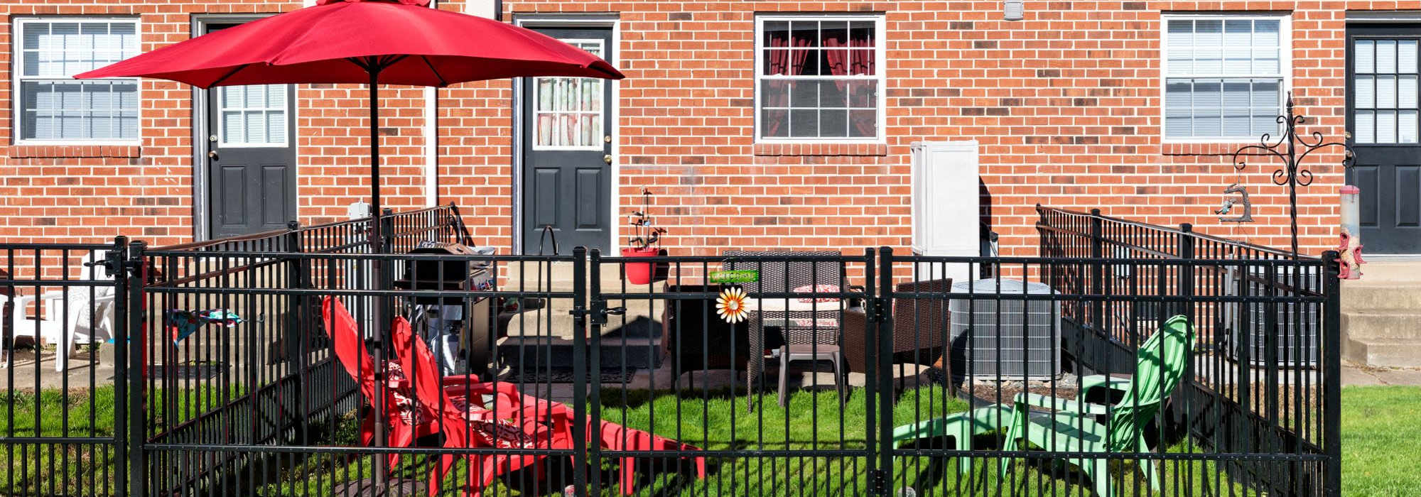 Outdoor community barbecue grills at The Landing at Oyster Point in Newport News, Virginia