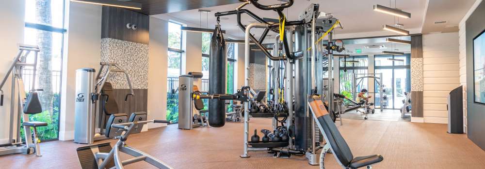 Dual level fitness center at The Whitney in Fort Lauderdale, Florida