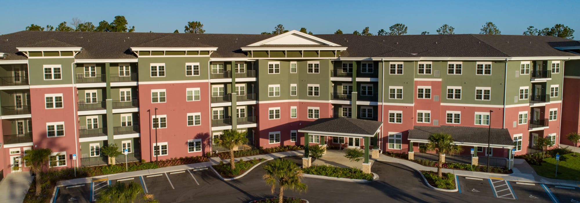 Exterior of main building at Keystone Place at Terra Bella in Land O' Lakes, Florida.