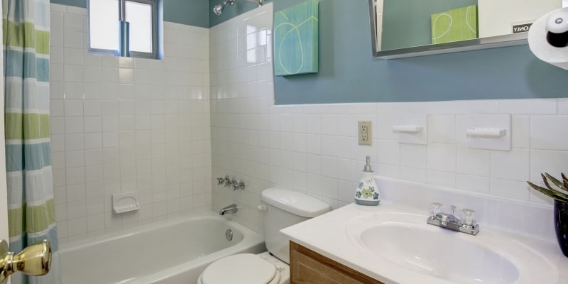 Model bathroom at Barclay Square Apartments in Baltimore, Maryland